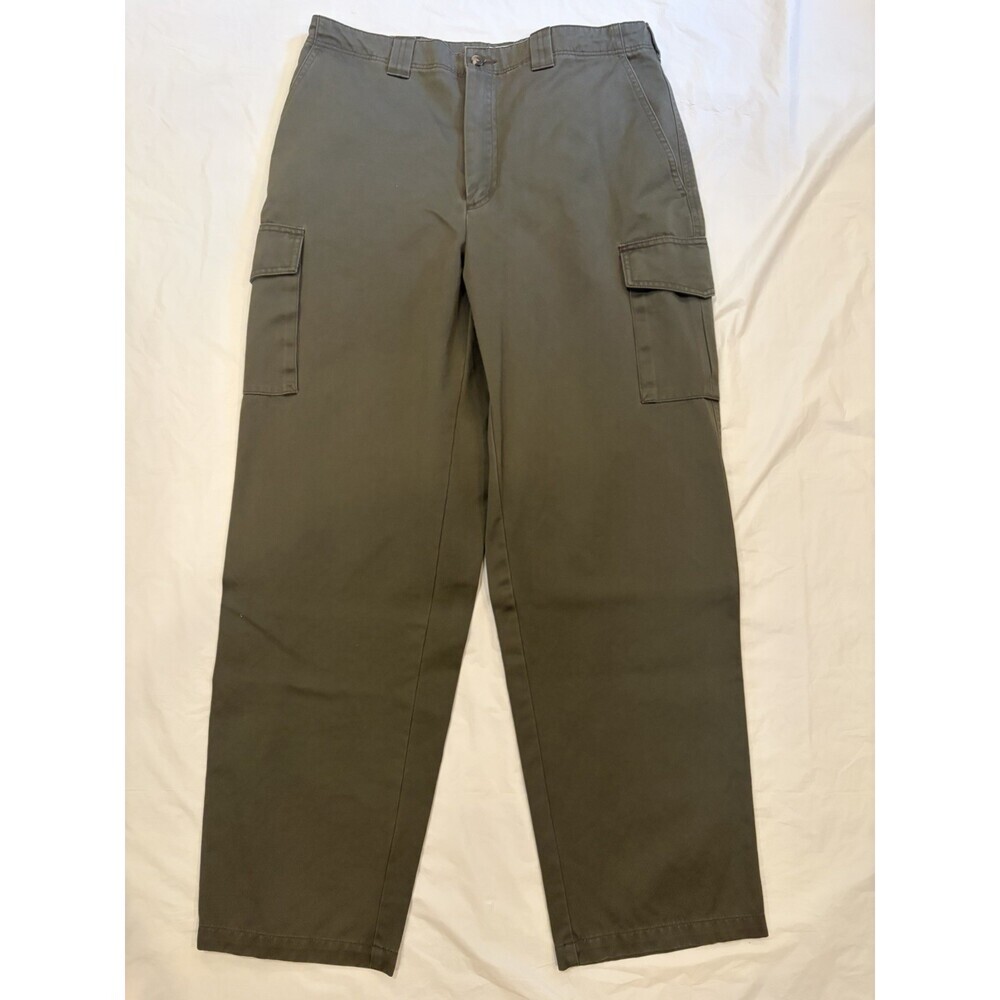 LL Bean Pants Men's 34x30 Green Cargo Comfort 100% Cotton
